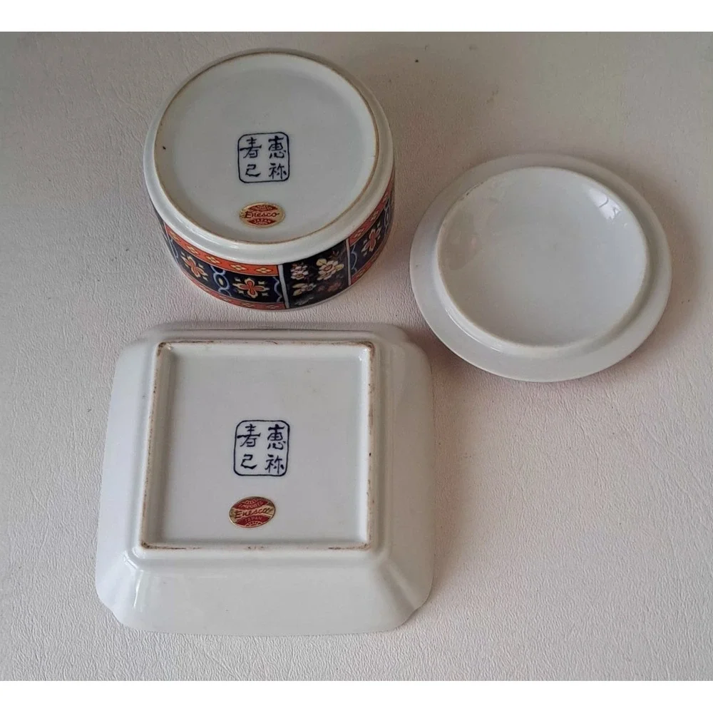 Vintage Chinese Porcelain Trinket Box Set